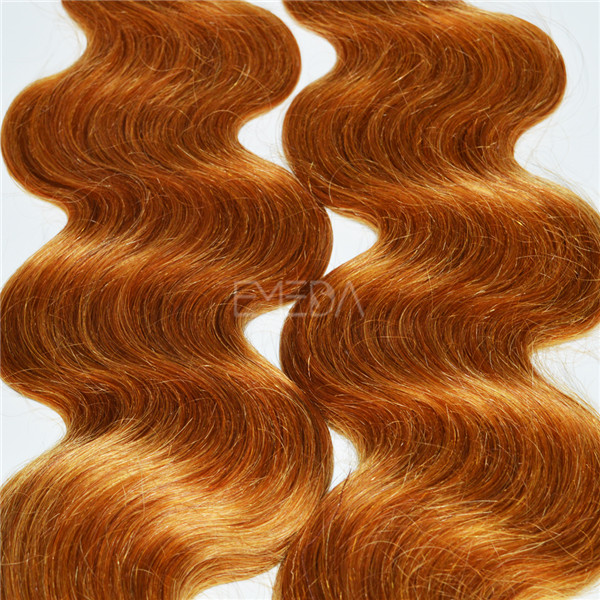 Golden color Indian body wave hair weave LJ142